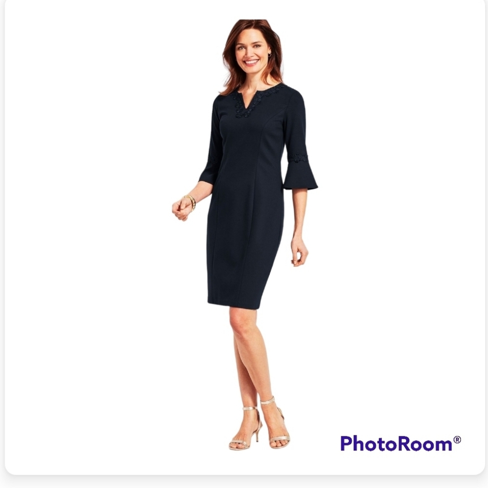 Talbots Embroidered Bell Sleeves cocktail dress size 16 - Picture 1 of 6